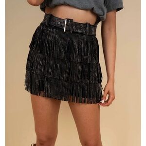 Nashville babe rhinestone fringe skirt